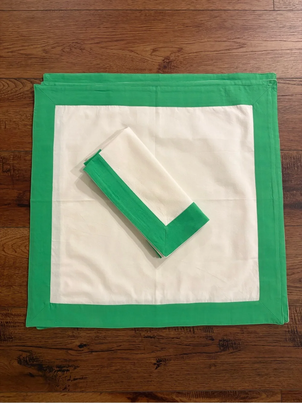 Home James Hamptons 16 Pc Cotton Table Linen Set Green Placemats Napkins
